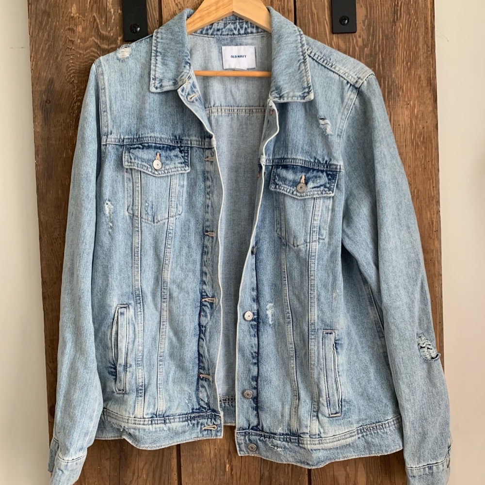 Old Navy distressed light wash jean jacket